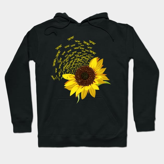 Sunflower Dragonfly Shirt - Hippie Dragonfly Sunflower Lover Hoodie by HomerNewbergereq